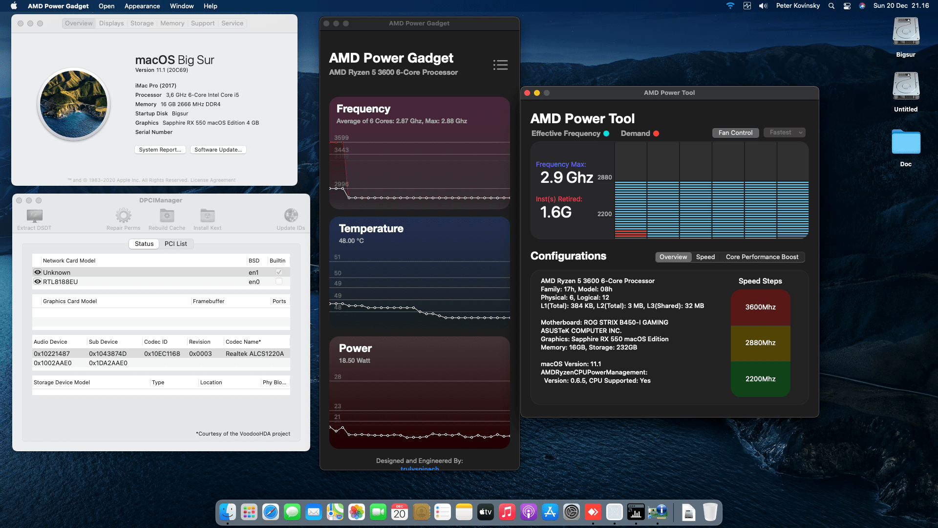 Success Hackintosh macOS Big Sur 11.1 Build 20C69 in Asus ROG Strix B450-i Gaming + Ryzen 5 3600 + Sapphire RX 550